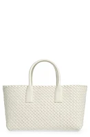 Bottega Veneta Small Cabat Intreccio Leather Tote in 9009 White-Gold at Nordstrom