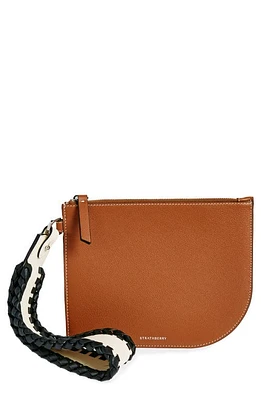 Strathberry x Collagerie Leather Wristlet Pouch in Chestnut/Vanilla/Black at Nordstrom