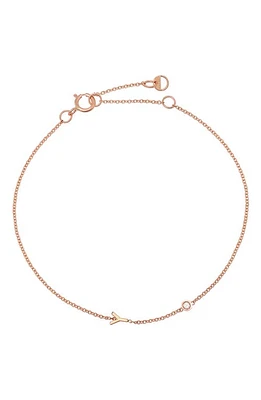 BYCHARI Initial & Diamond Bracelet in 14K Rose Gold-Y at Nordstrom