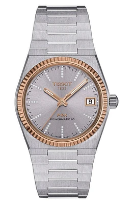 Tissot PRX Powermatic 80 Bracelet Watch, 35mm in Grey/Rose Gold at Nordstrom, Size 35 Mm