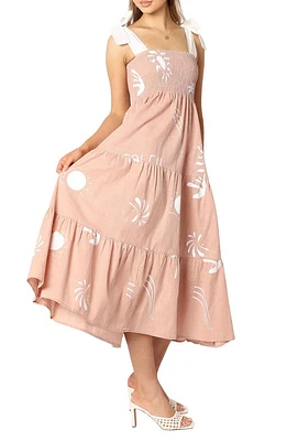 Petal & Pup Sarelle Smocked Midi Dress Tan Blush at Nordstrom,