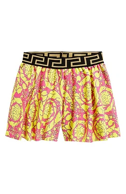 Versace Kids' Barocco Print Cotton Shorts Fuxia Giallo at Nordstrom,