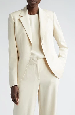 Lafayette 148 New York Fae Stretch Silk Crêpe de Chine Blazer Pebble at