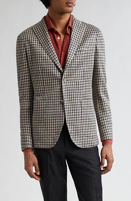 Boglioli K-Jacket Houndstooth Check Linen Sport Coat Navy/Tan at Nordstrom, Us