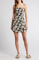 Lost + Wander Tropic Flair Floral Minidress in Black Cream at Nordstrom, Size Medium