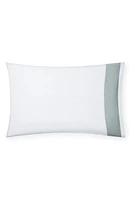 SFERRA Casida 200 Thread Count Pillowcase in White/Seagreen at Nordstrom