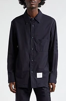 Thom Browne Four-Bar Slim Fit Wool Shirt Dark Blue at Nordstrom,