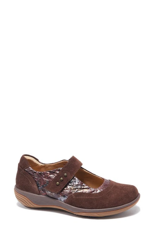 Hälsa Footwear Aloe Mary Jane Dark Brown Suede With Foliage at Nordstrom,