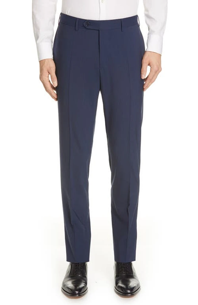 Canali Flat Front Classic Fit Solid Stretch Wool Dress Pants Navy at Nordstrom, Eu