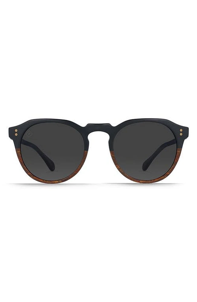 RAEN Remmy 49mm Polarized Round Sunglasses in Burlwood/Black Polar at Nordstrom