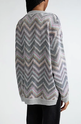 Missoni Sequin Chevron Stripe Sweater Light Blue Grey White Base at Nordstrom, Us