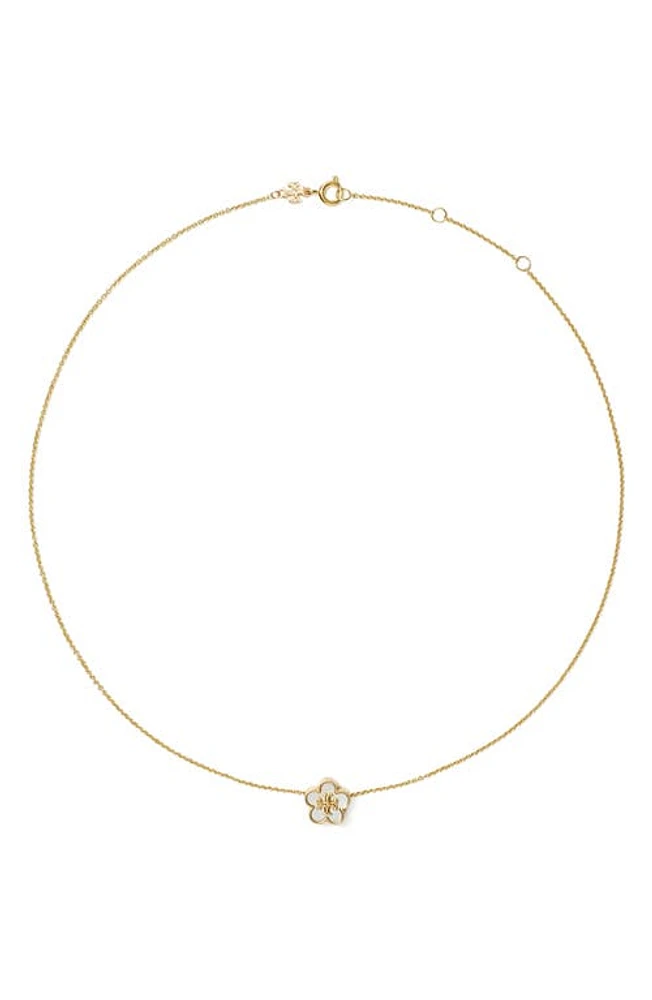 Tory Burch Kira Mother-of-Pearl Flower Pendant Necklace in Tory Gold /Mother Of Pearl at Nordstrom