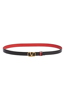 Valentino Garavani VLOGO Buckle Reversible Leather Belt Nero/Rouge at Nordstrom,