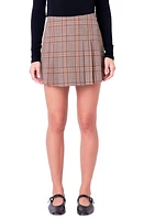 English Factory Plaid Pleated Miniskort in Brown at Nordstrom, Size Small