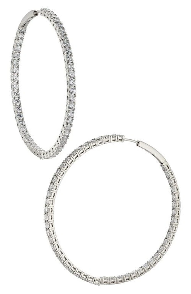 Nadri Perfect Inside Out Hoop Earrings in Rhodium at Nordstrom