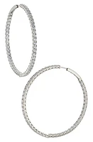 Nadri Perfect Inside Out Hoop Earrings in Rhodium at Nordstrom