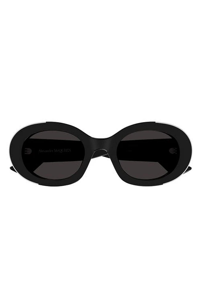 Alexander McQueen 51mm Oval Sunglasses in Black at Nordstrom