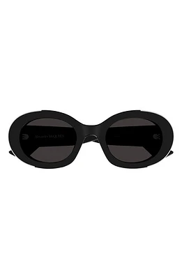 Alexander McQueen 51mm Oval Sunglasses in Black at Nordstrom