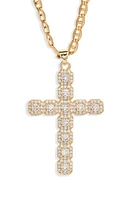 VIDAKUSH Large Cubic Zirconia Cross Pendant Necklace in Gold at Nordstrom, Size 18