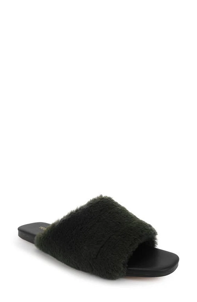 Yosi Samra Nora Faux Fur Slide Sandal Olive Green at Nordstrom,