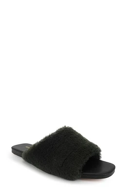 Yosi Samra Nora Faux Fur Slide Sandal Olive Green at Nordstrom,