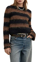 MANGO Telarany Stripe Crewneck Sweater Brown at Nordstrom,