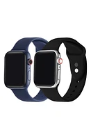 The Posh Tech Assorted 2-Pack Silicone Apple Watch Watchbands in Black/navy at Nordstrom