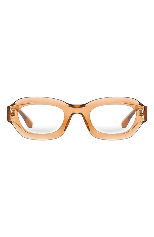 Fifth & Ninth Oslo 48mm Oval Blue Light Blocking Glasses in Transparent Tan/Clear at Nordstrom