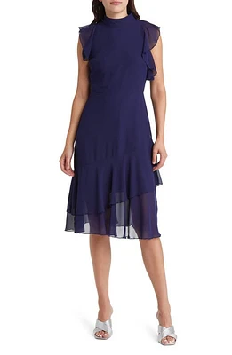 Sam Edelman Ruffle Mock Neck Midi Dress at Nordstrom,