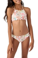 O'Neill Kids' Dalia Ruffle Floral Two-Piece Swimsuit in Vanilla at Nordstrom, Size 10