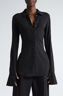 MUGLER Long Sleeve Button-Up Shirt Black at Nordstrom, Us