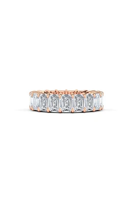 HauteCarat Emerald Cut Lab Created Diamond 18K Gold Eternity Band in Rose Gold at Nordstrom