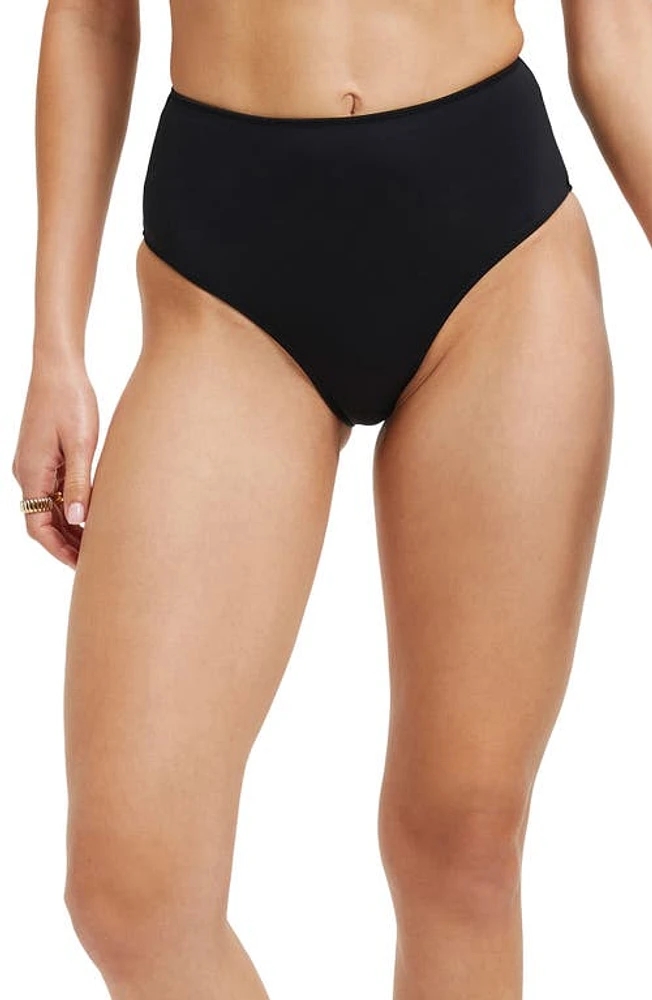 Good American Scuba High Waist Bikini Bottoms in Black001 at Nordstrom, Size Medium