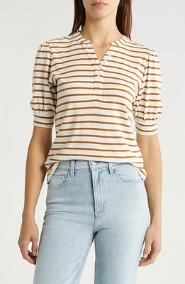 Rails Jewel Stripe Short Sleeve Henley T-Shirt Carmel at Nordstrom,