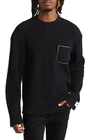 KROST Thermal Knit Long Sleeve Cotton Pocket T-Shirt Black at Nordstrom,