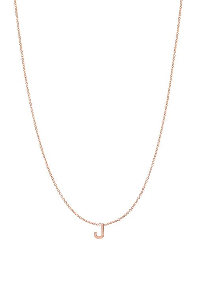 BYCHARI Initial Pendant Necklace in 14K Rose Gold-J at Nordstrom