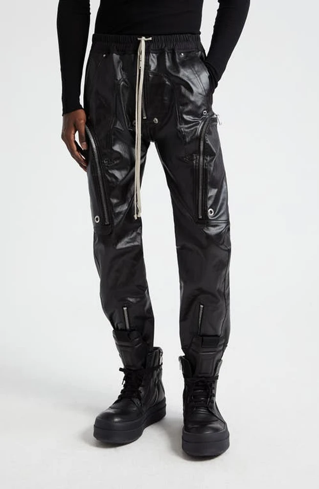 Rick Owens Lido Bauhaus Coated Stretch Denim Cargo Pants Black at Nordstrom, Us