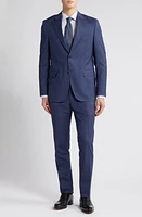 Peter Millar Tailored Fit Plaid Wool Suit Blue at Nordstrom