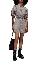 AllSaints Osa Puff Sleeve Denim Mini Shirtdress in Washed Pink at Nordstrom, Size 6 Us