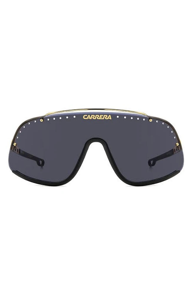 Carrera Eyewear FLAGLAB 16 99mm Shield Sunglasses in Black Gold/Gray Ar at Nordstrom