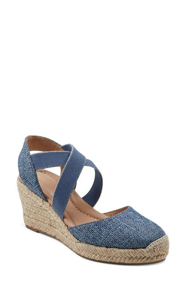 Easy Spirit Meza Espadrille Platform Wedge Medium Blue at Nordstrom,