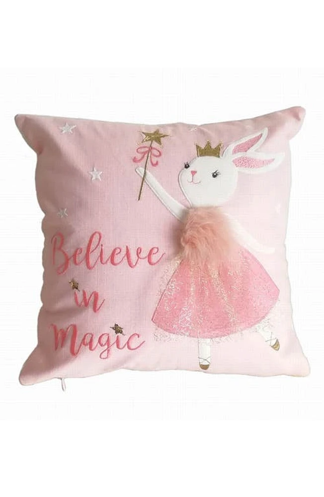 MON AMI Believe Faux Fur Trim Decorative Pillow in Pink at Nordstrom