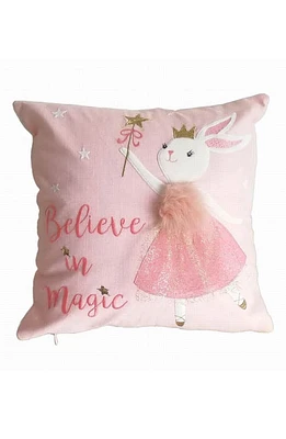 MON AMI Believe Faux Fur Trim Decorative Pillow in Pink at Nordstrom