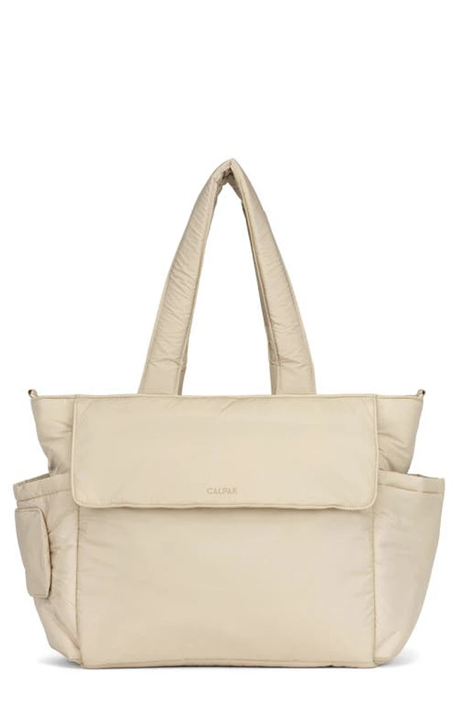 CALPAK Diaper Tote with Laptop Sleeve in Oatmeal at Nordstrom