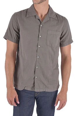 HIROSHI KATO The Wrench Solid Double Gauze Camp Shirt Charcoal at Nordstrom,