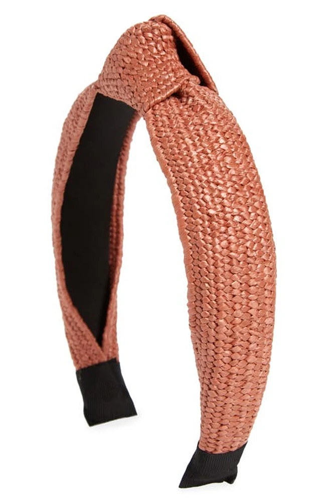 Tasha Straw Knot Headband in Pink at Nordstrom