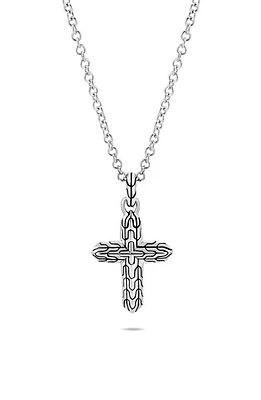 John Hardy Classic Chain Cross Pendant Necklace in Silver at Nordstrom, Size 18 In