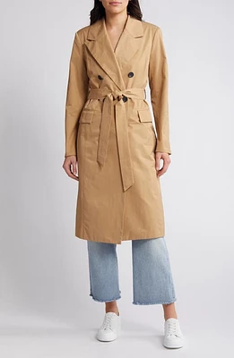 Avec Les Filles Stretch Cotton Blend Belted Trench Coat Rattan at Nordstrom,