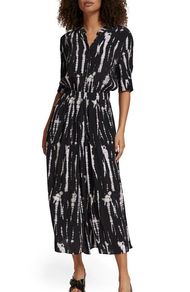 Scotch & Soda Print Elbow Sleeve Shirtdress Tie Dye Rope at Nordstrom, Us