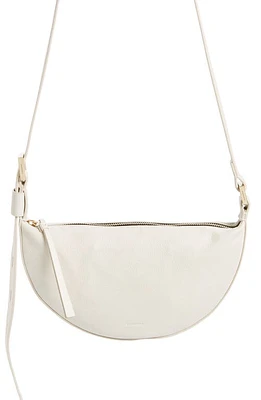 AllSaints Half Moon Leather Crossbody Bag in White at Nordstrom